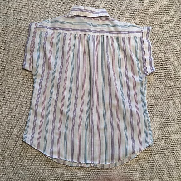 Vintage Pastel Striped Sleeveless Collared Button Up - Picture 7 of 8